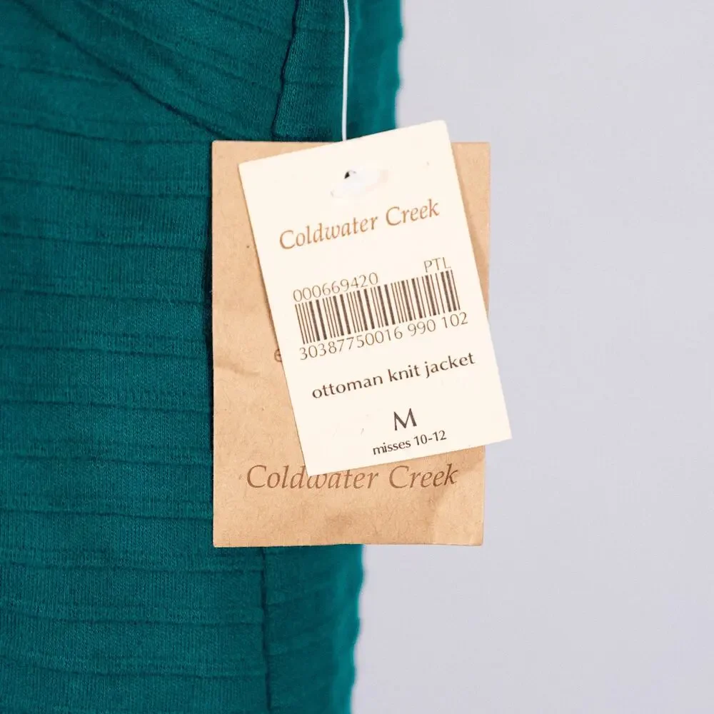 Coldwater Creek Ottoman Knit Jacket Size MEDIUM Teal Green Casual Modest Classic